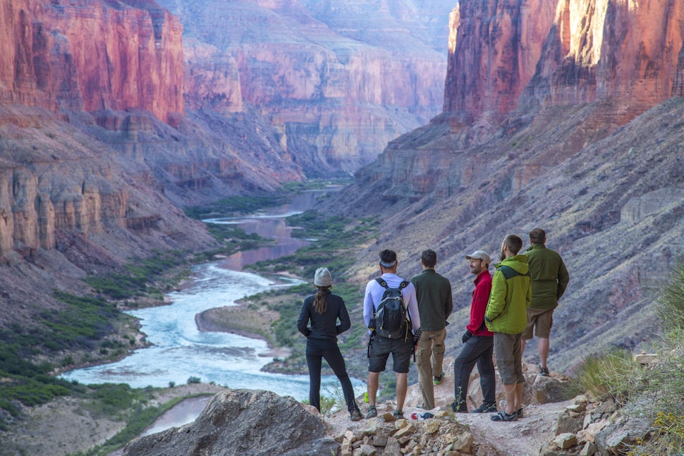 Hiking down the shop grand canyon and camping