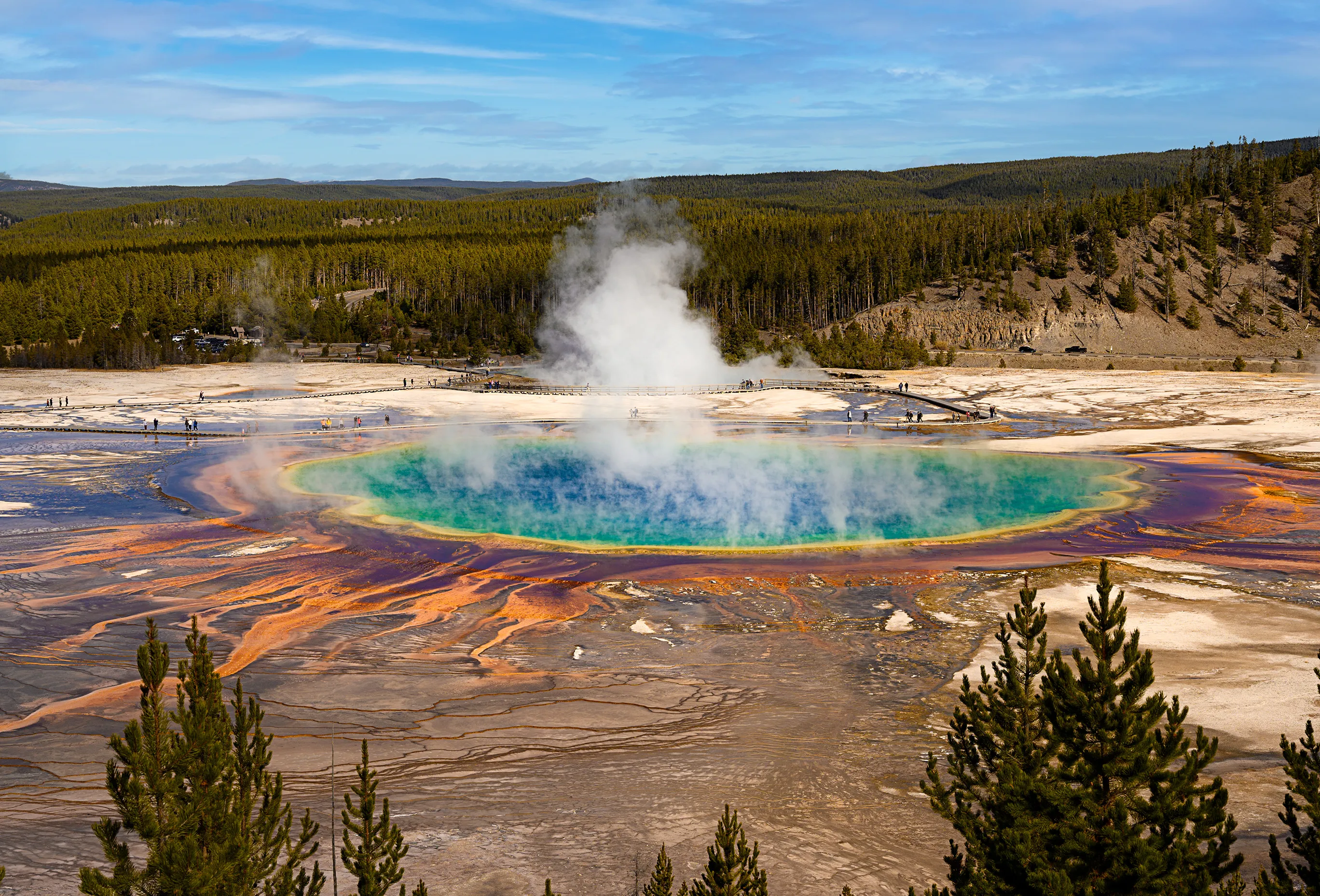 Grand Prismatic Spring Overlook via Fair Falls Trail