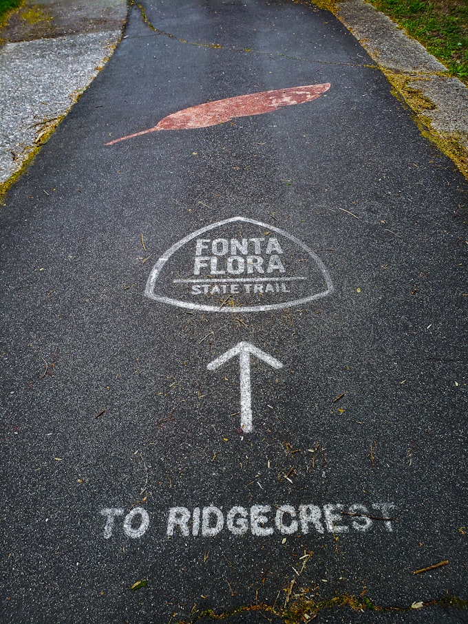 Looking down at a paved pathway with 