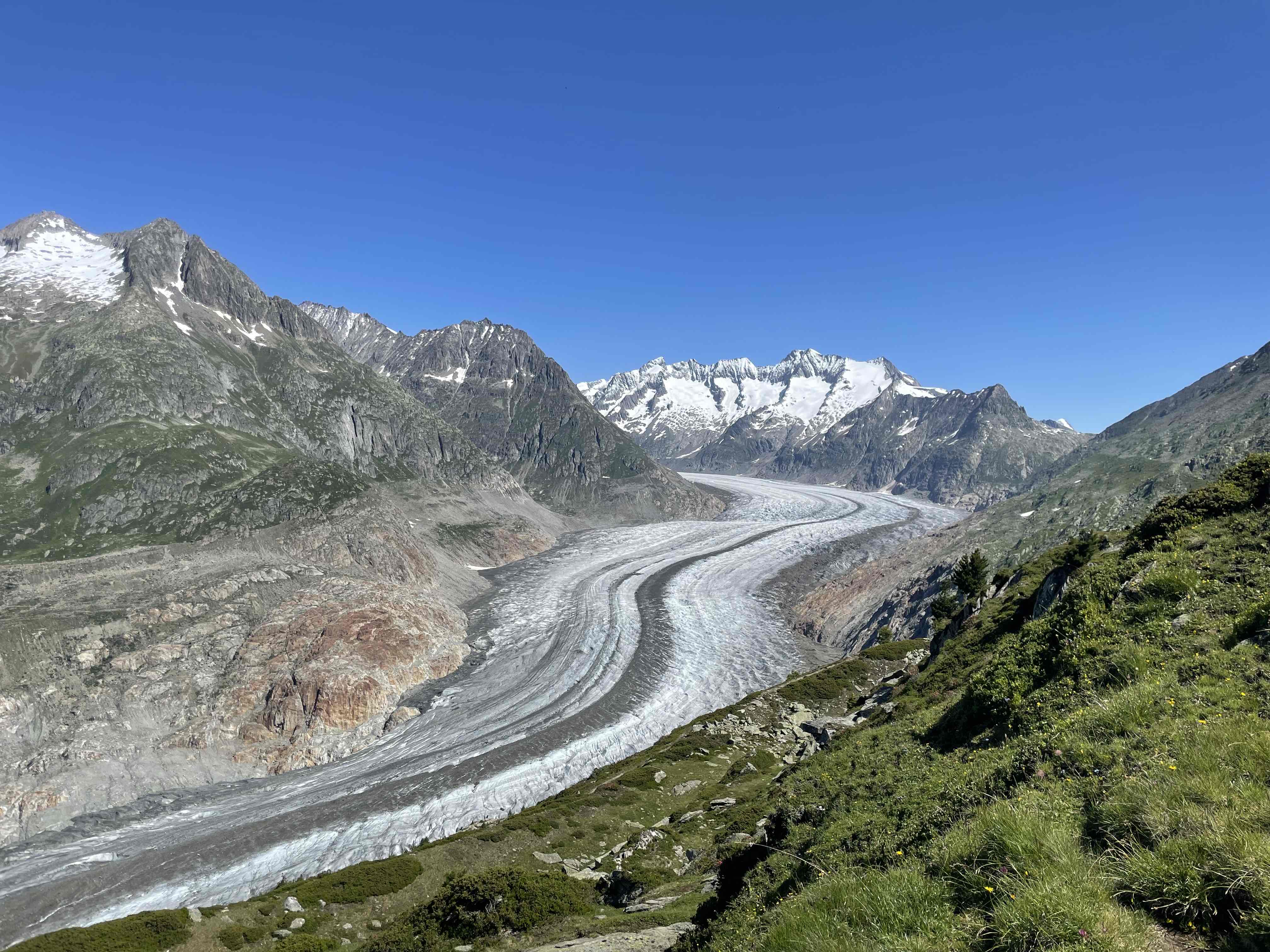 Hiking Along The Great Aletsch Glacier