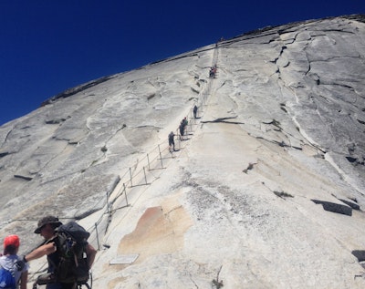 mist trail dome half via hike load