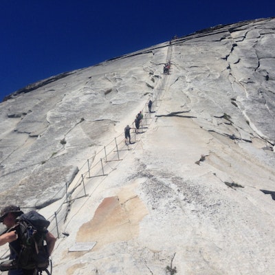 mist trail dome half via hike load