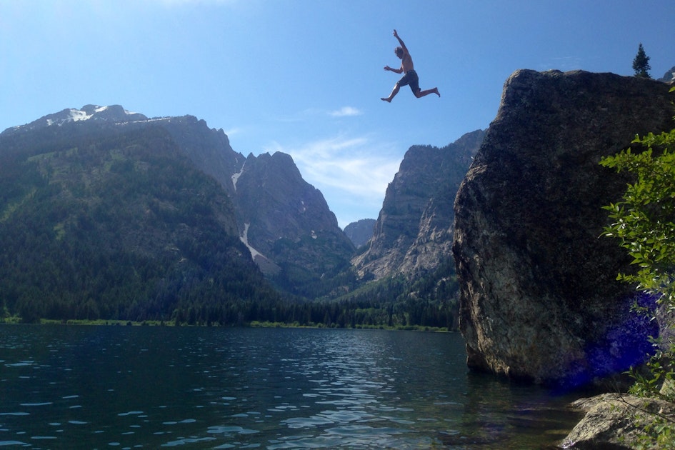 Hike and Cliff Jump into Phelps Lake, Wyoming