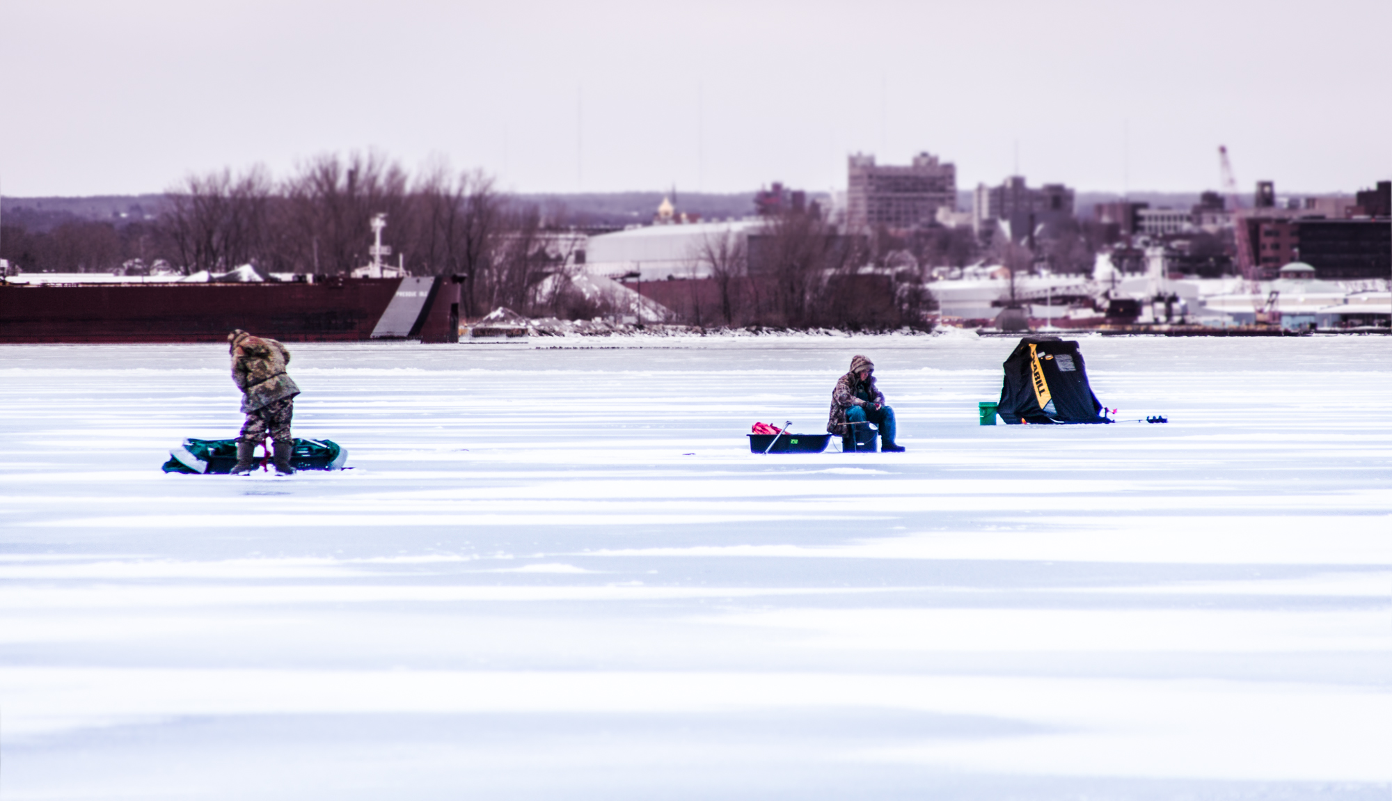Ice Fishing on Presque Isle Bay