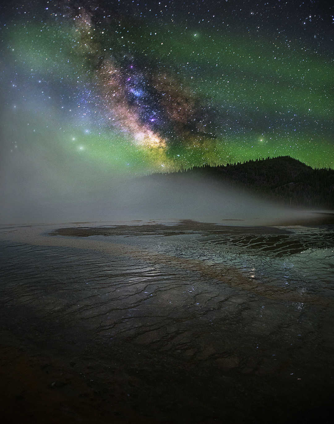 Night Photography at Yellowstone Geysers