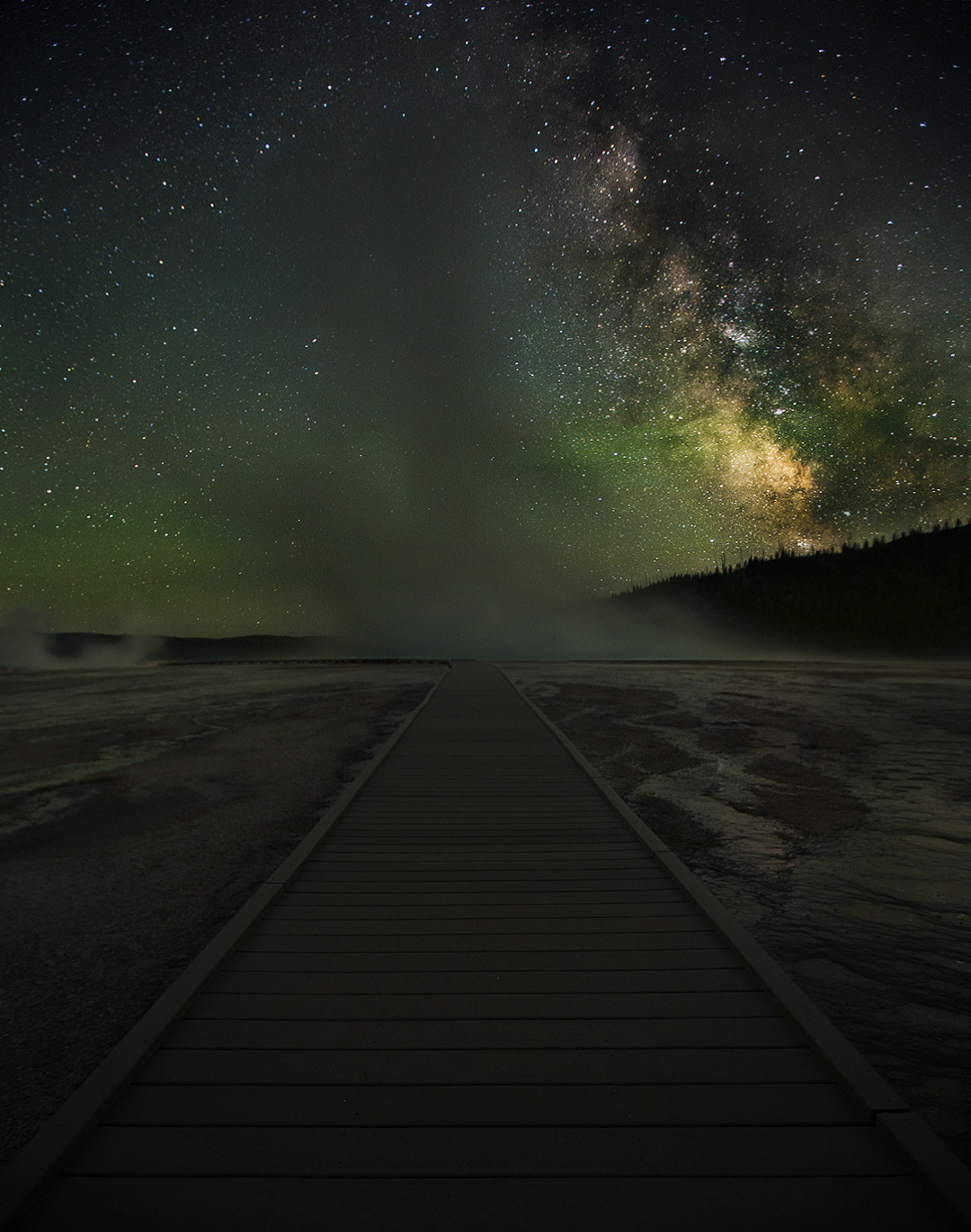 Night Photography at Yellowstone Geysers