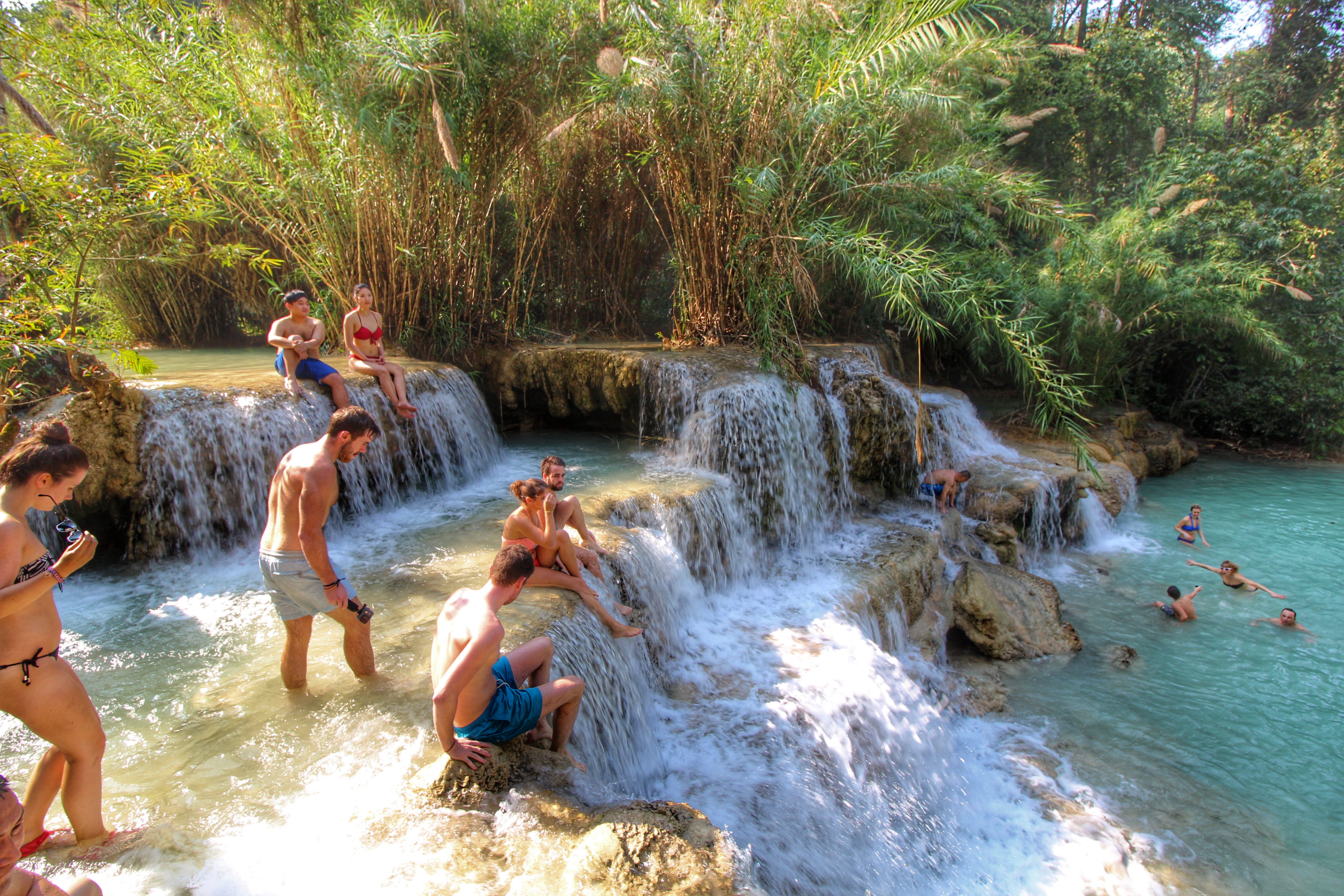 Swim in the Kuang Si Waterfall, Kuang Si Waterfall Trail, Laos