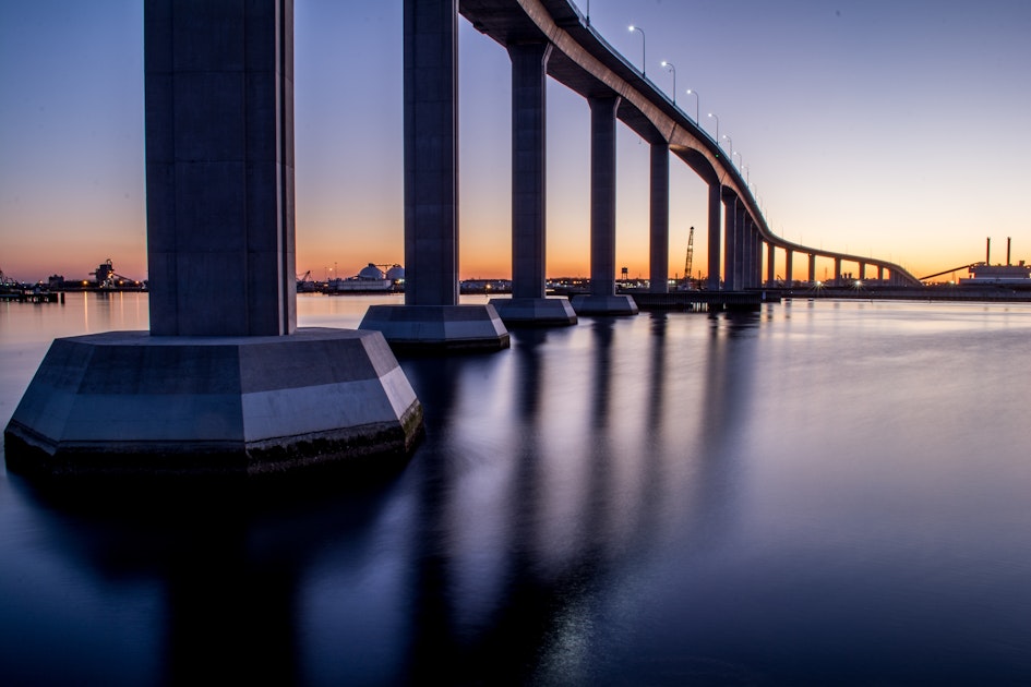 catch a sunset at the jordan bridge, chesapeake, virginia