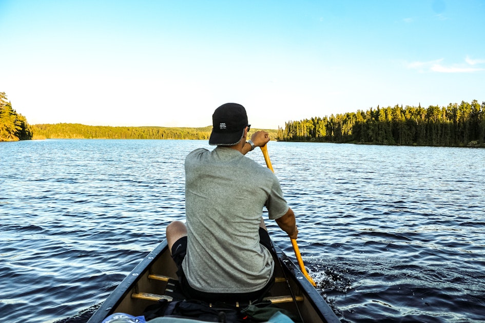 canoe and camp on dogtooth lake, canada