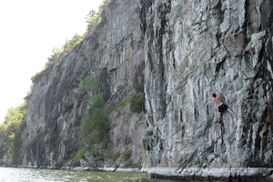 Deep Water Solo at The Palisades on Lake Champlain