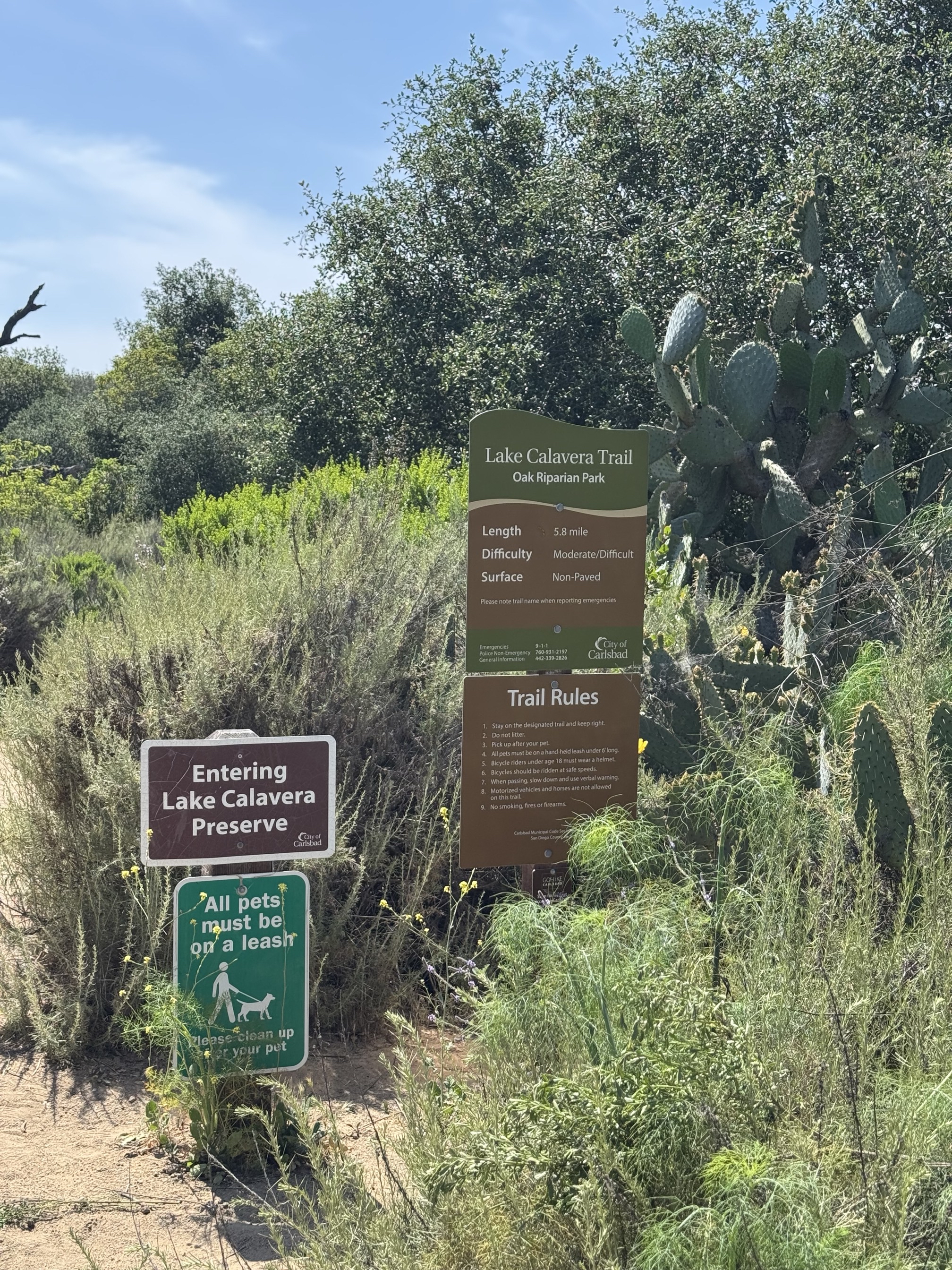 Lake Calavera via Oak Riparian Park