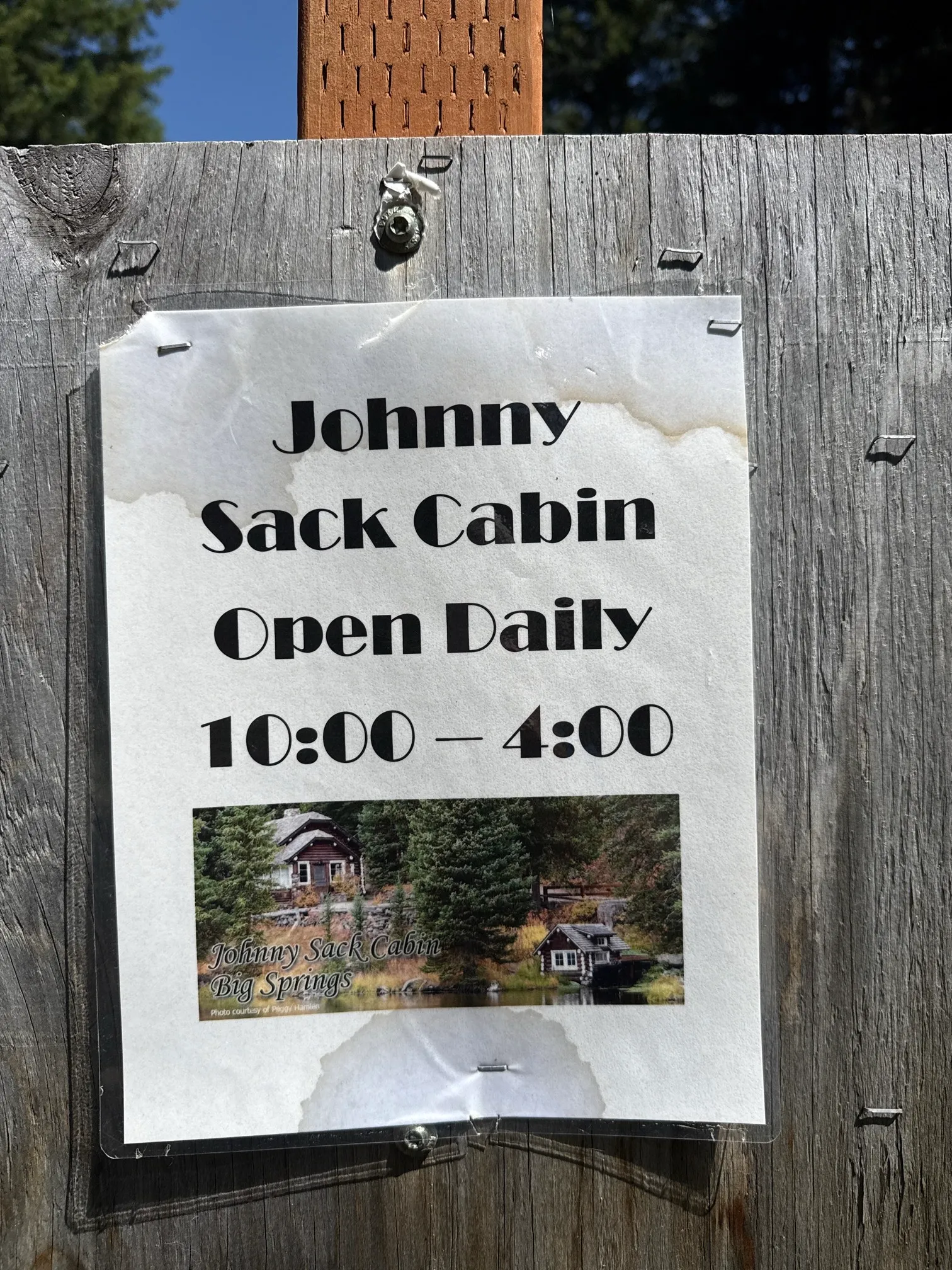 Big Springs and Johnny Sack's Cabin