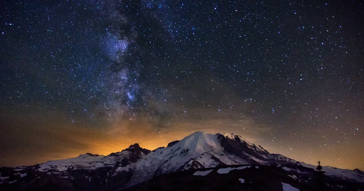 See the Milky Way over Mt. Rainier, Washington