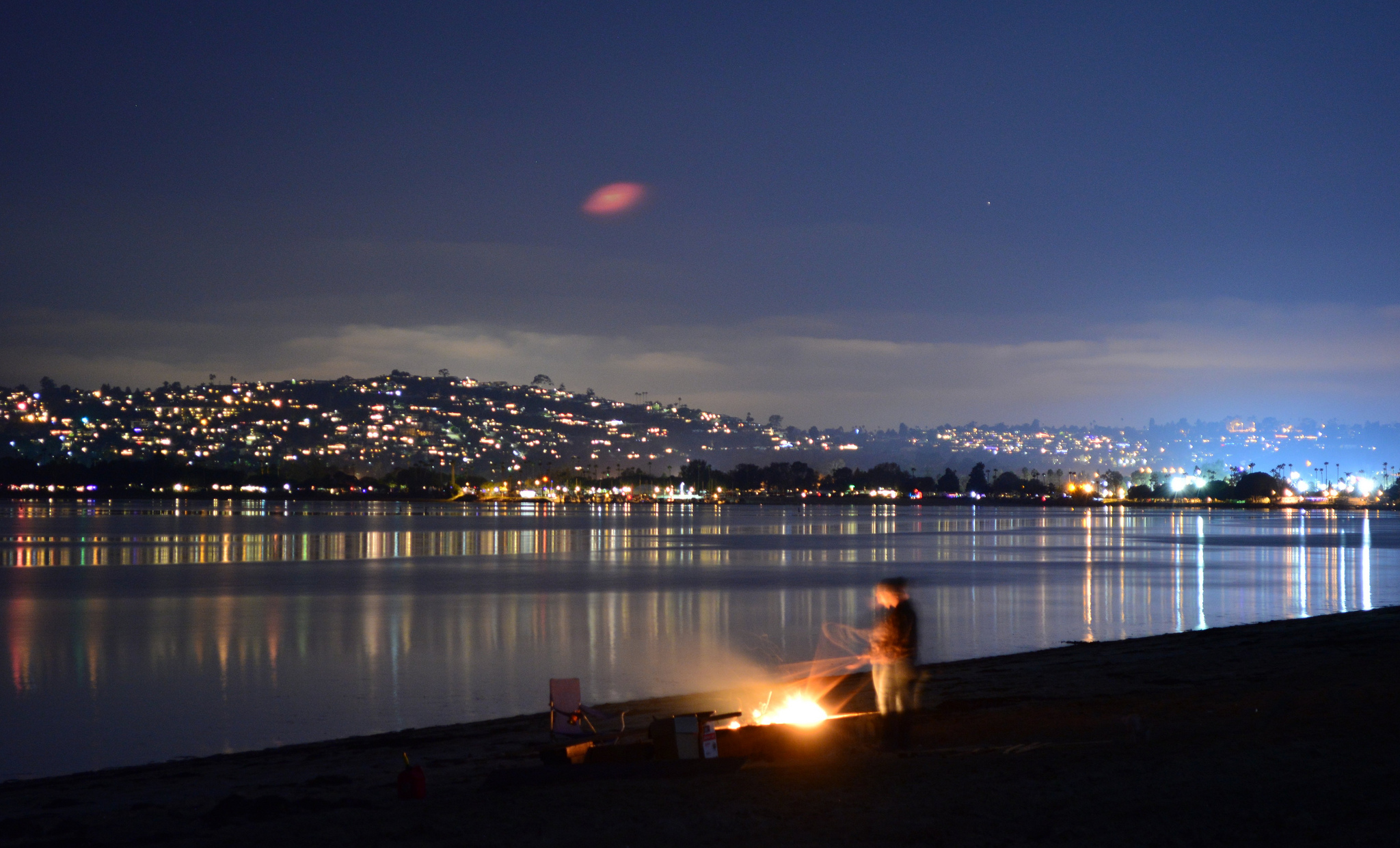Bonfire at Fiesta Island, San Diego, California