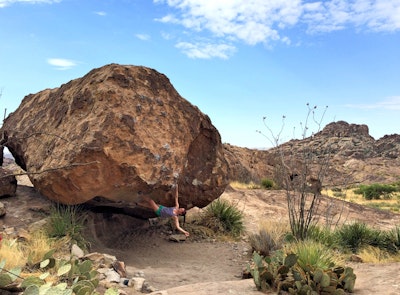 Bouldering at Hueco Tanks State Park, North Mountain Parking Lot