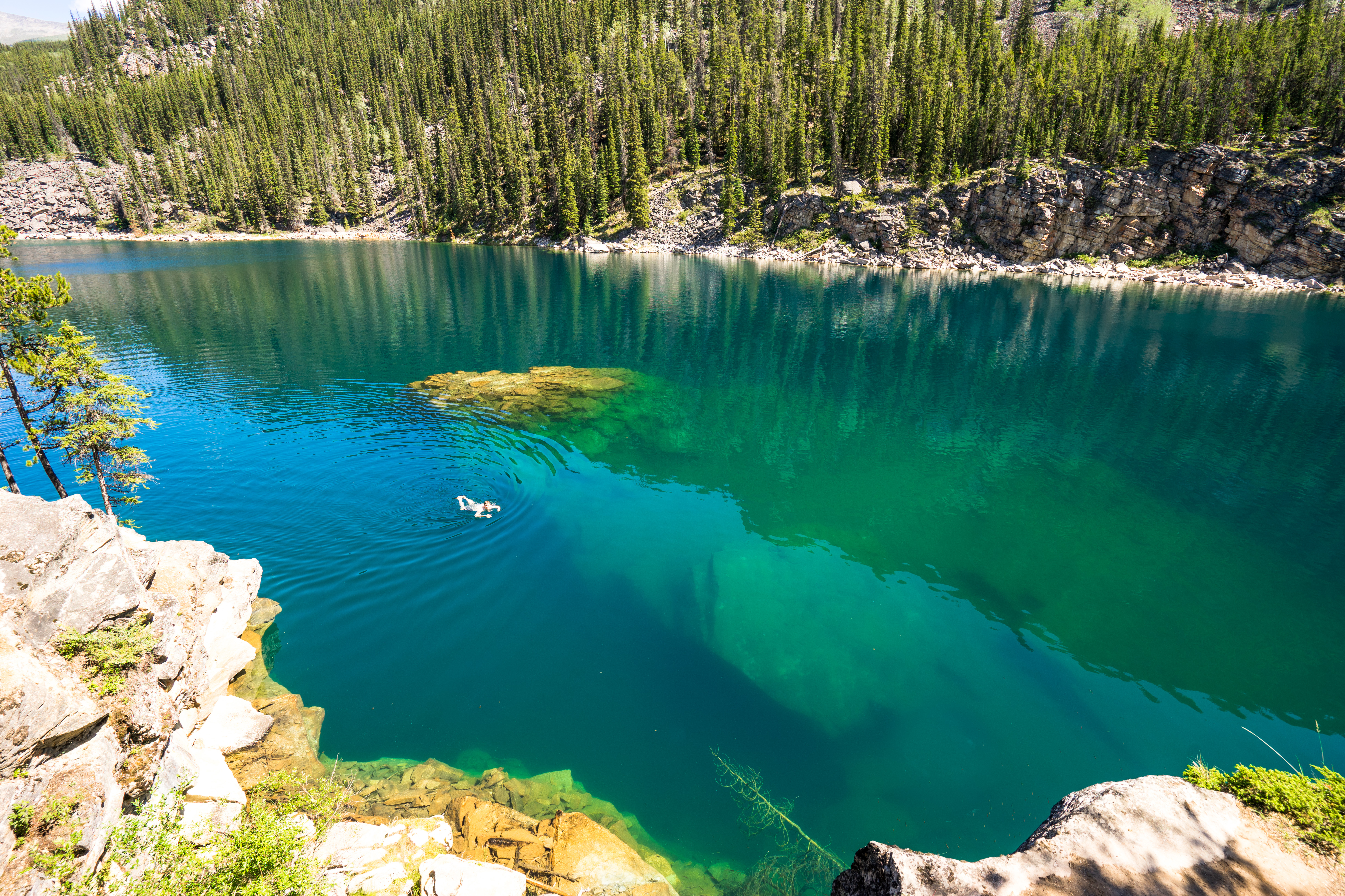 Swim at Jasper National Park's Horseshoe Lake