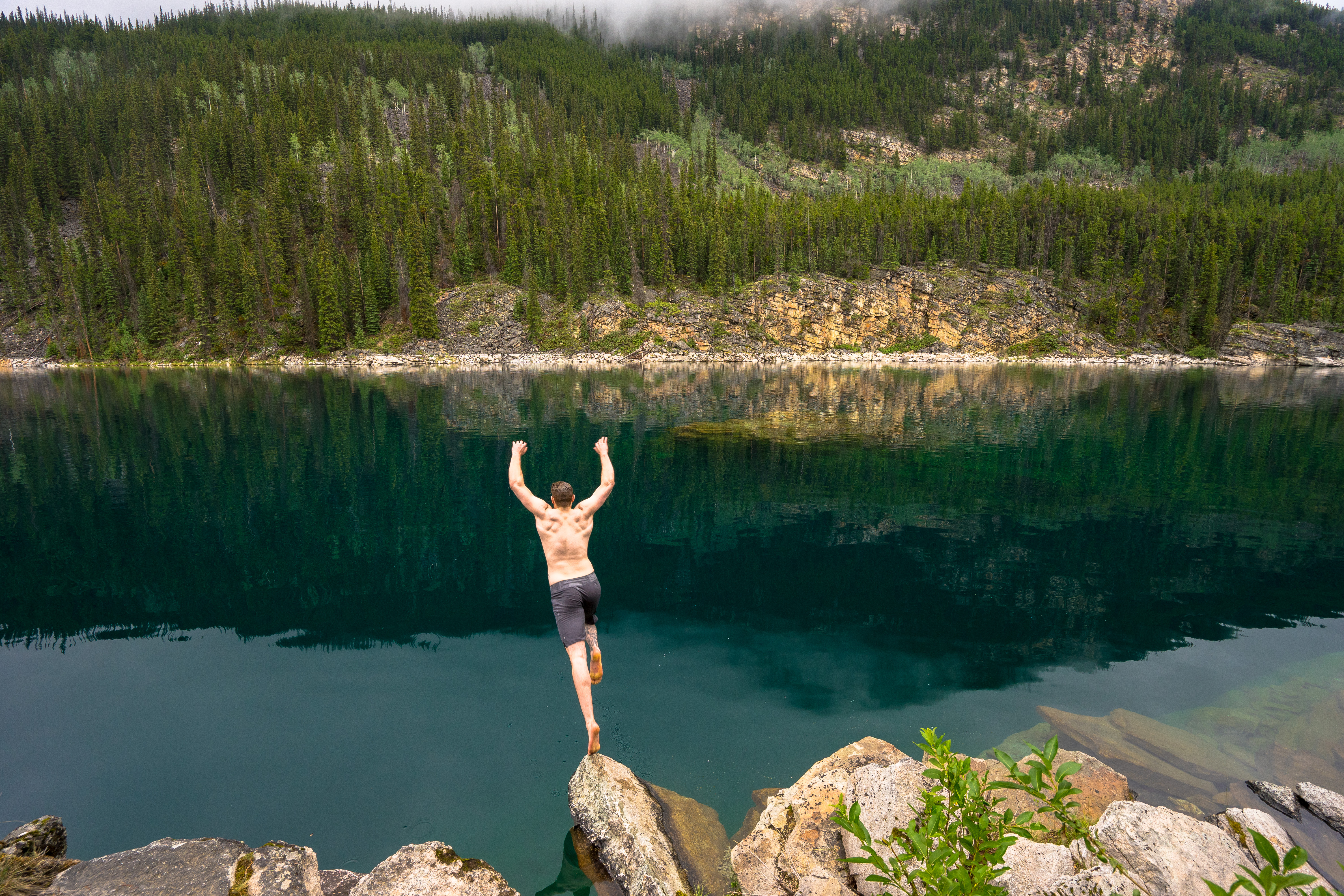 Swim at Jasper National Park's Horseshoe Lake