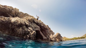 Cliff Dive at Mavra Volia Beach 