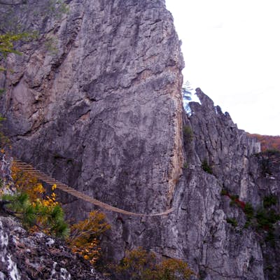 Via Ferrata climb in Nelson Rock, West Virginia