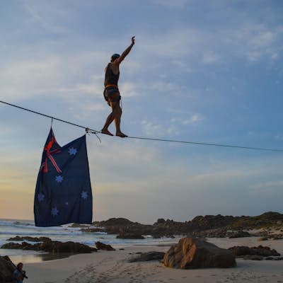 Slacklining at Other Side of the Moon