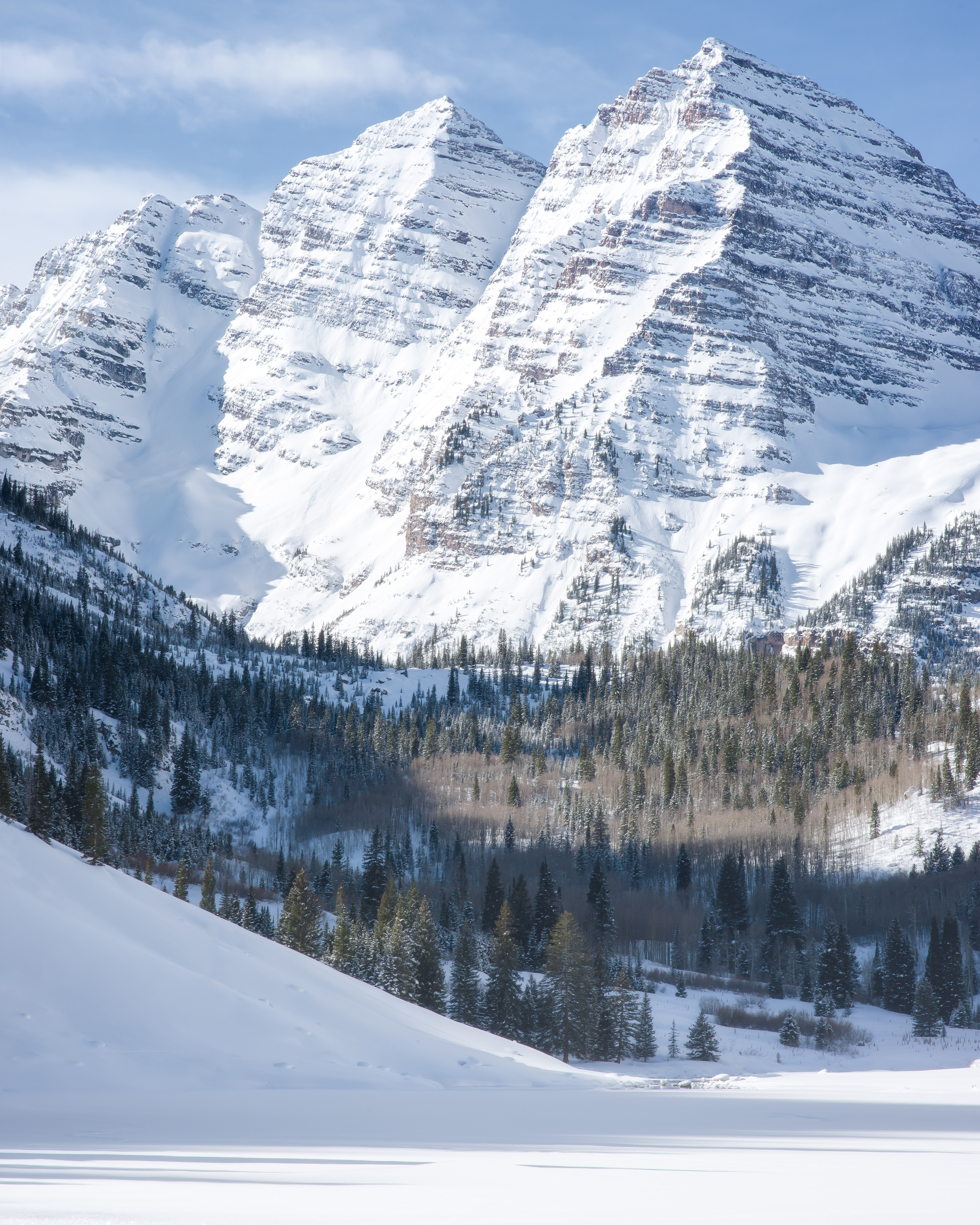 Ski or Snowshoe to the Maroon Bells