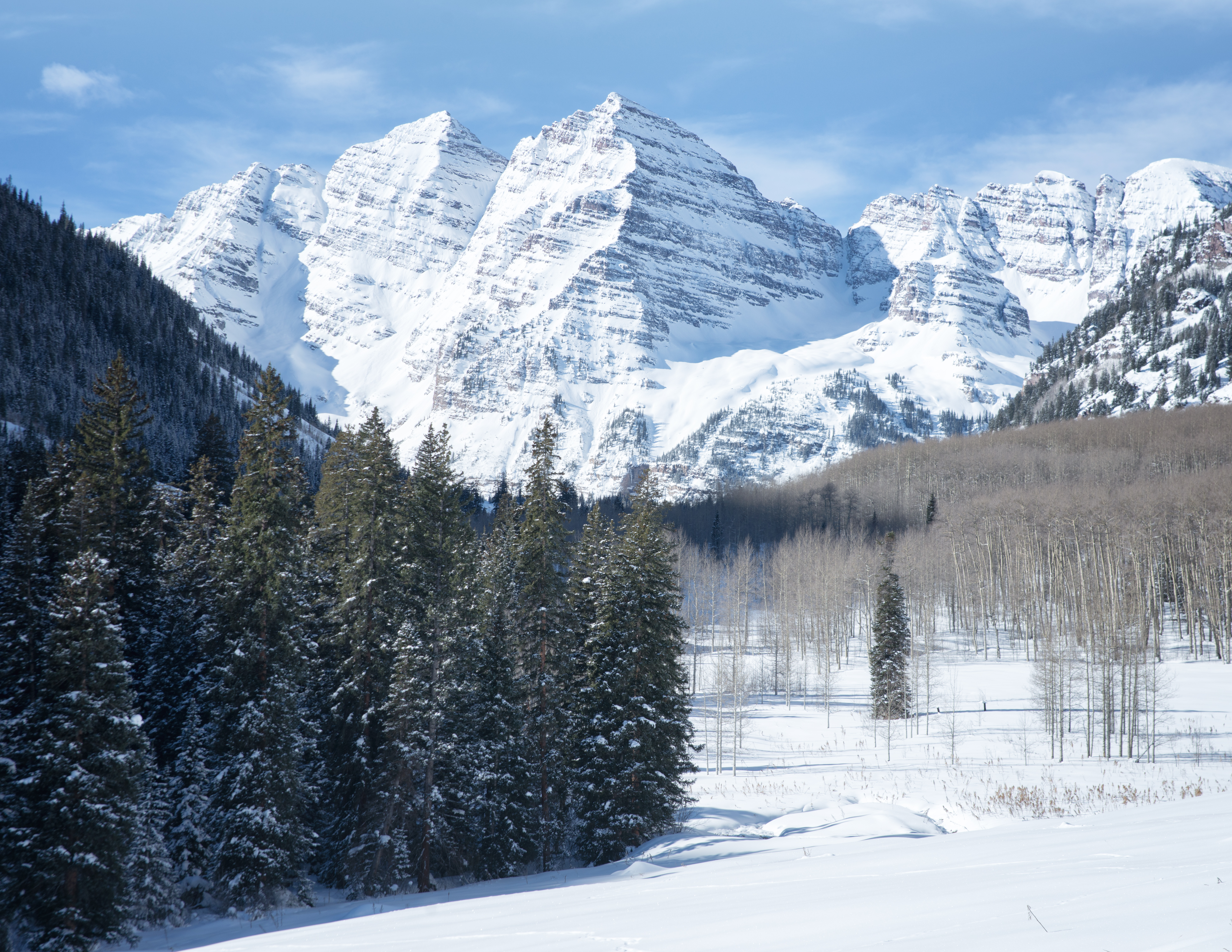 Ski or Snowshoe to the Maroon Bells