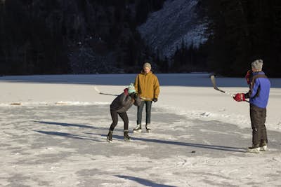 Skating on Lindeman Lake