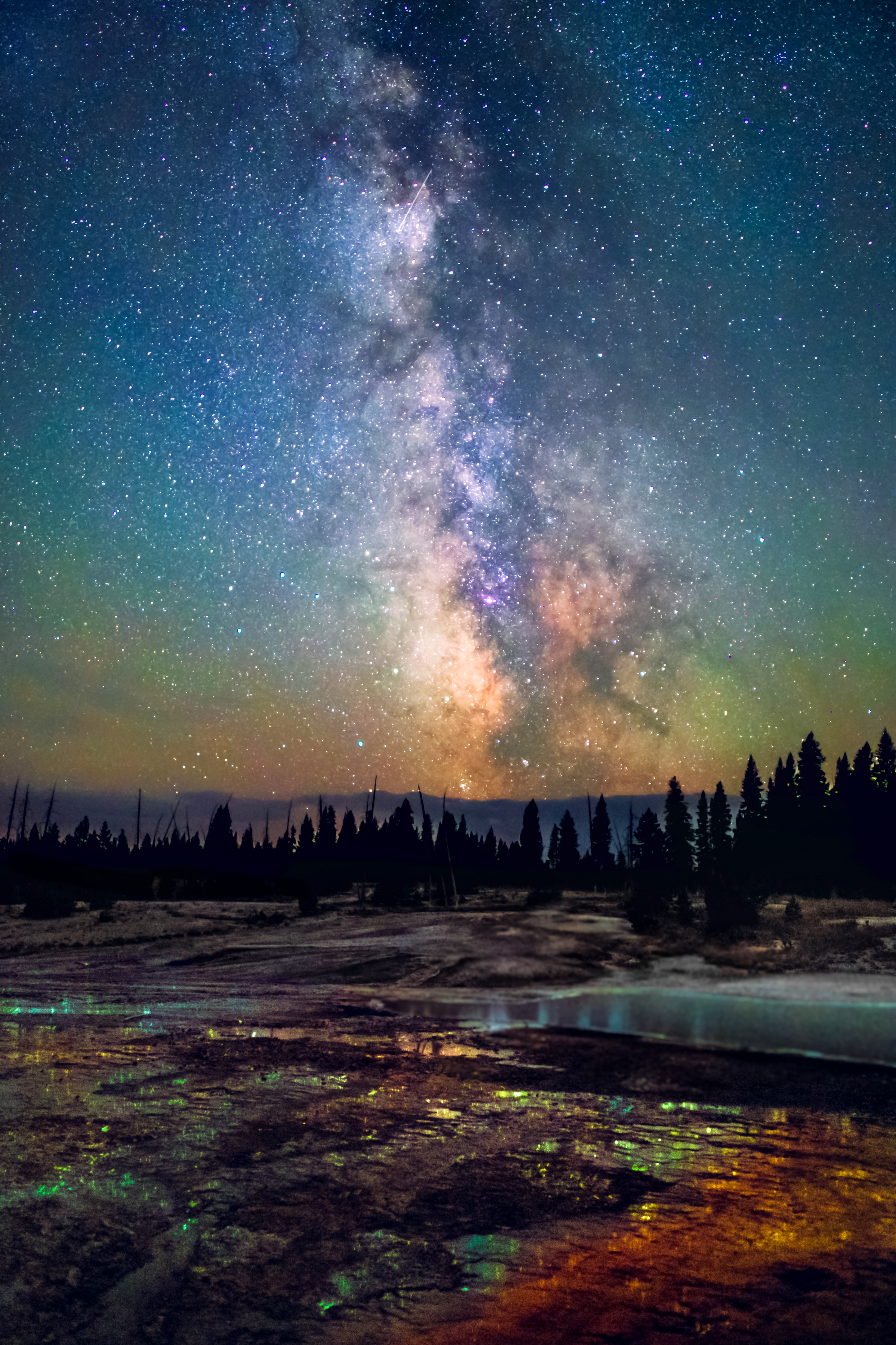 Photograph the Milky Way over Yellowstone's West Thumb Geysers