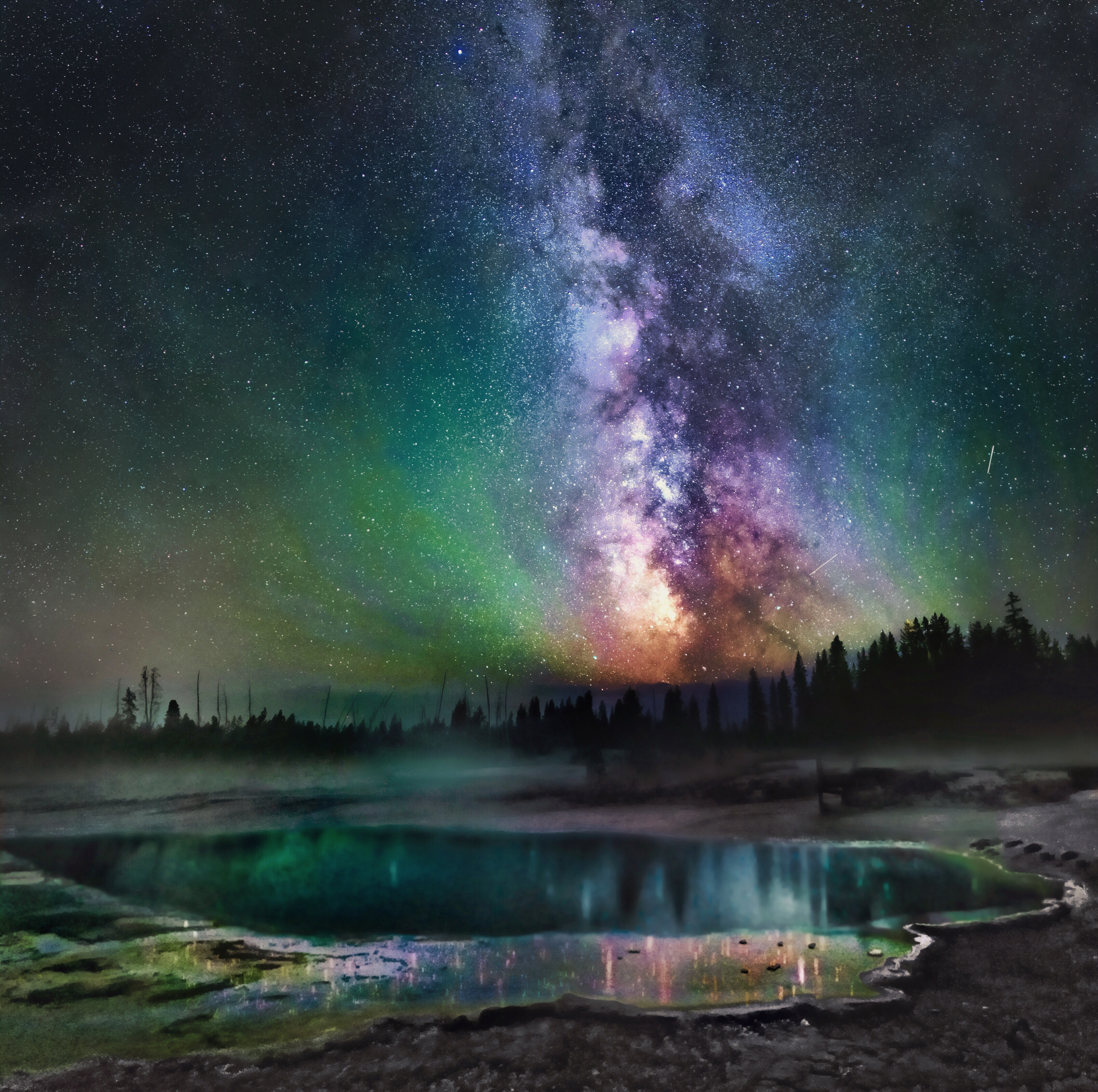 Photograph the Milky Way over Yellowstone's West Thumb Geysers