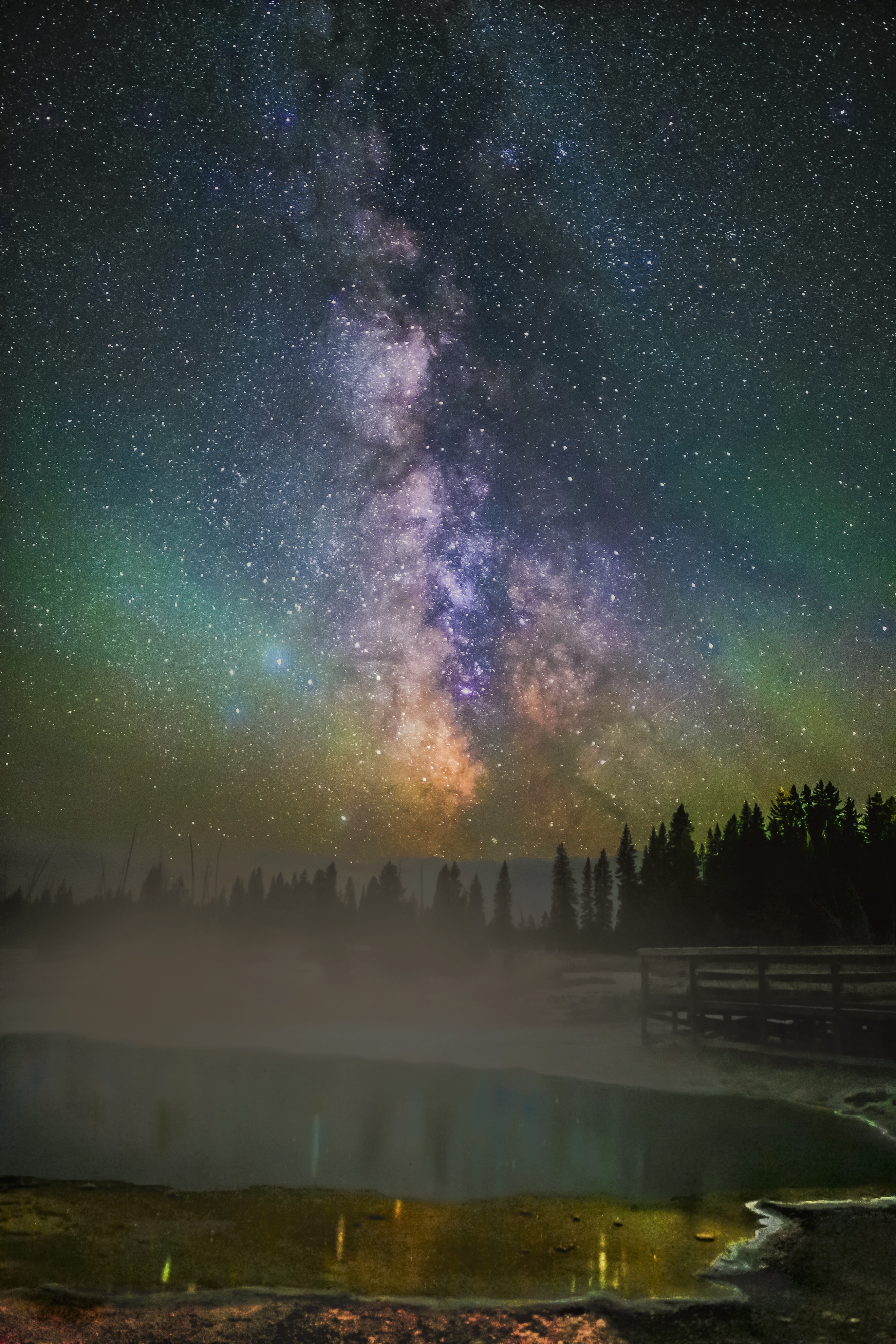 Photograph the Milky Way over Yellowstone's West Thumb Geysers