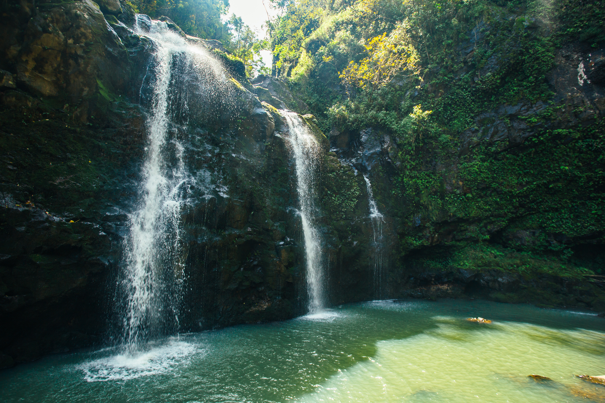 Take a Dip Under Upper Waikani (Three Bears) Falls