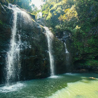 Take a Dip Under Upper Waikani (Three Bears) Falls