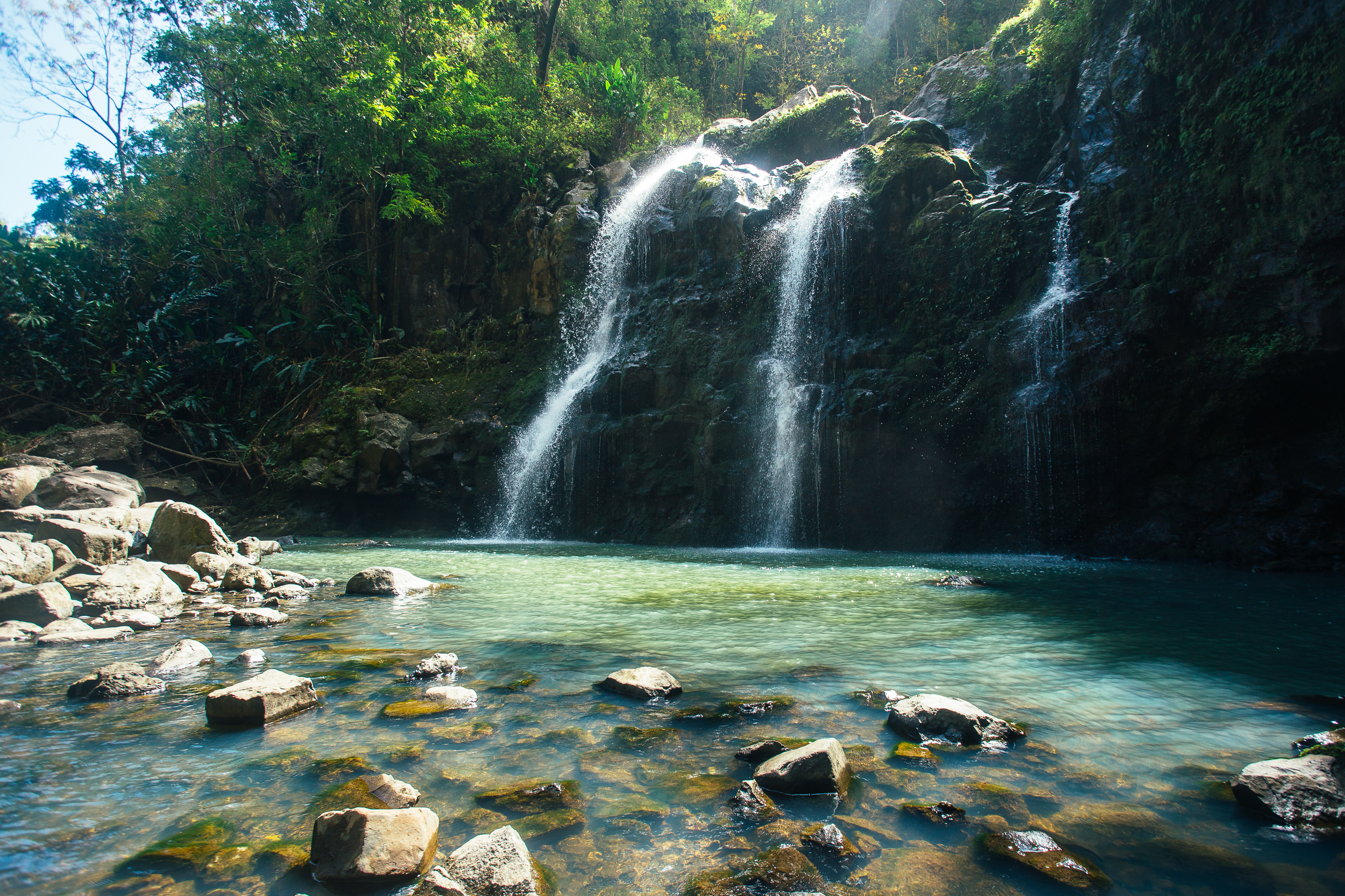 Take a Dip Under Upper Waikani (Three Bears) Falls