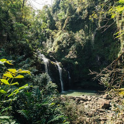 Take a Dip Under Upper Waikani (Three Bears) Falls
