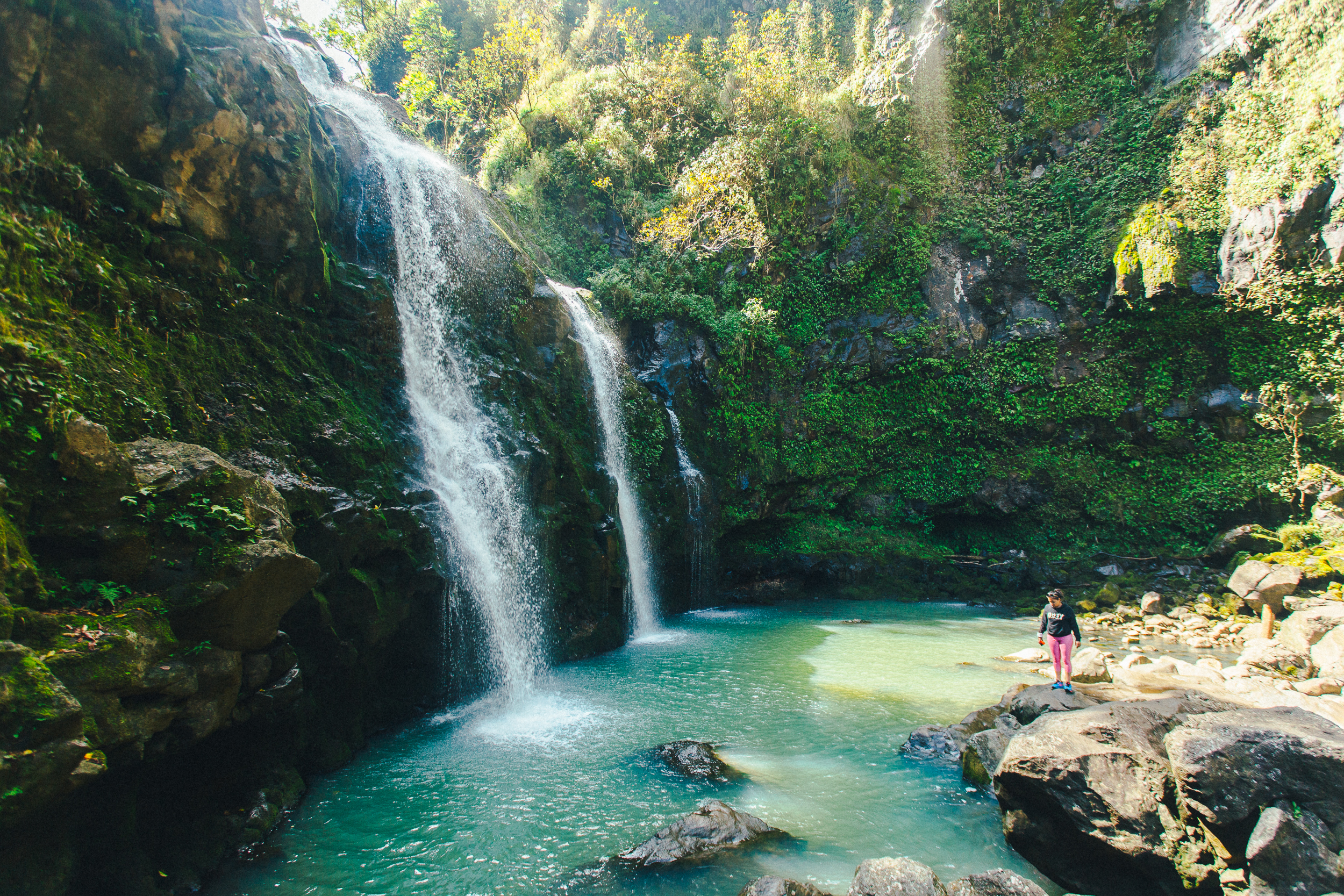 Take a Dip Under Upper Waikani (Three Bears) Falls