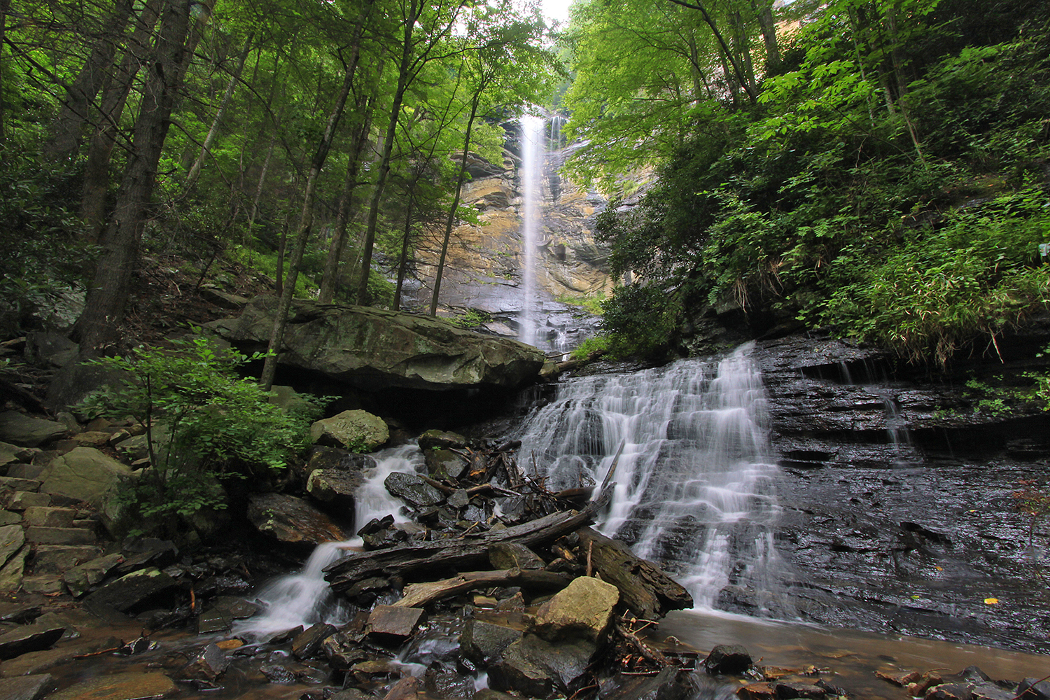 Hike to Rainbow Falls and Pretty Place, Greenville County, South Carolina