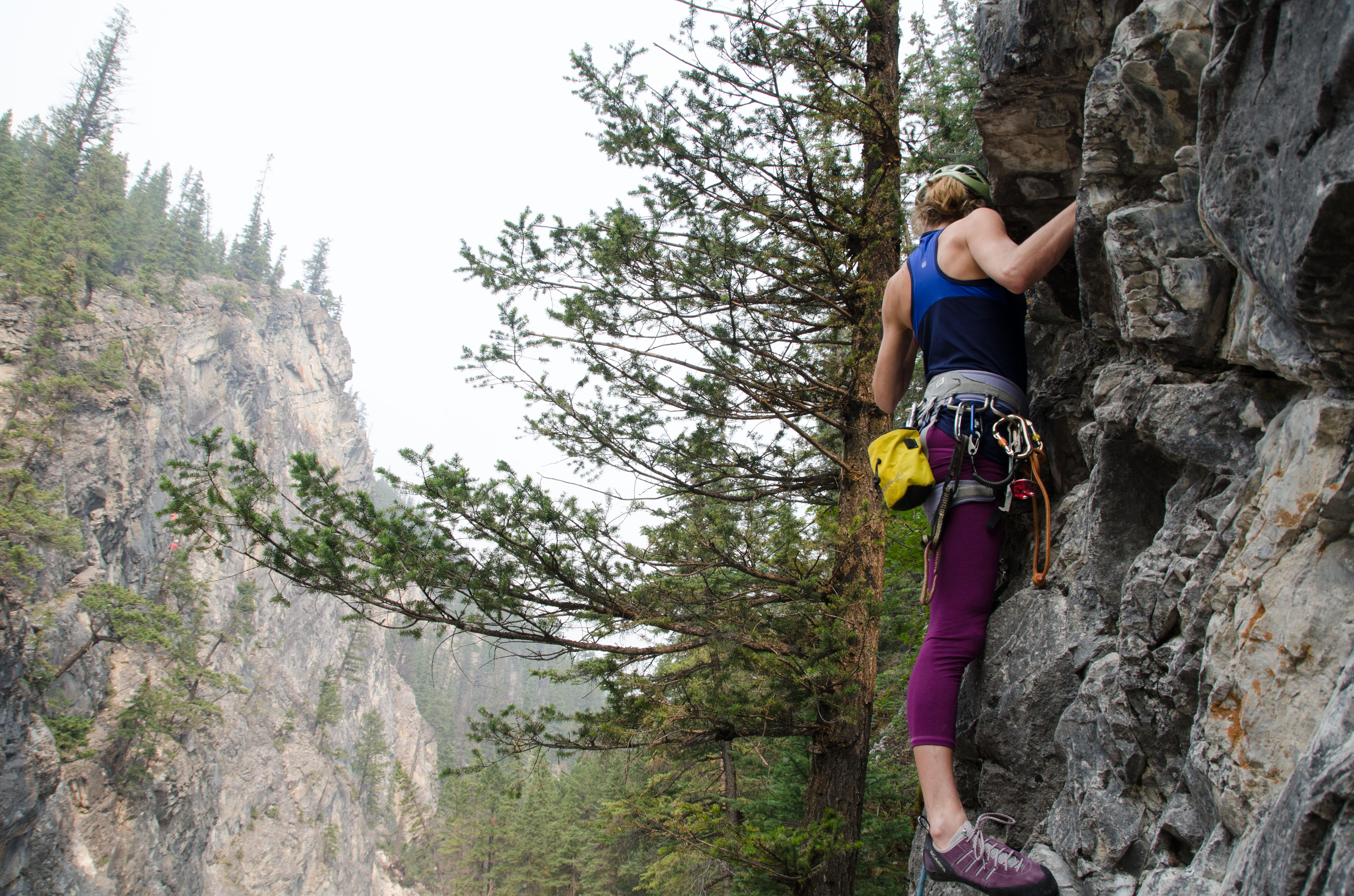 Rock Climb at Cougar Creek Canyon, Canmore, Alberta