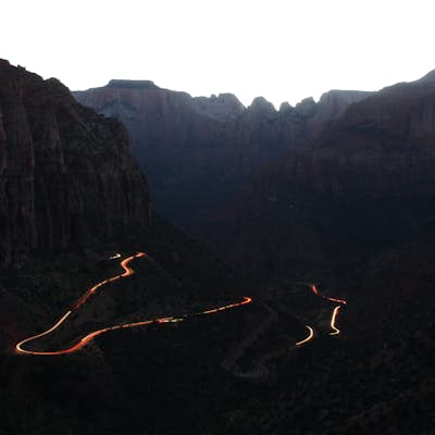 Photograph the switchbacks from Zion National Park's Canyon Overlook