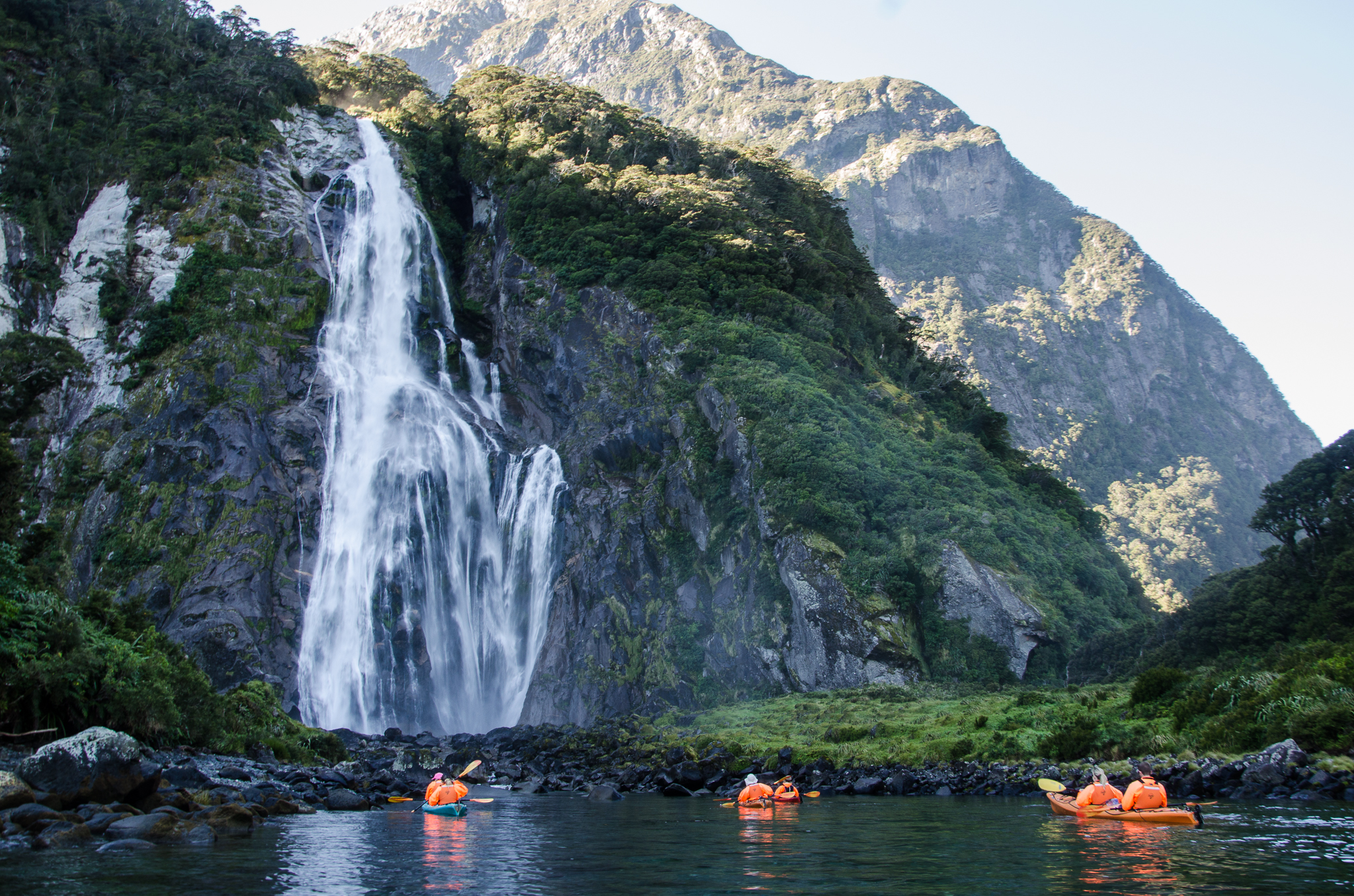 Kayak to Lady Bowen Falls in Milford Sound