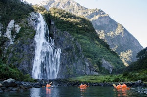 Kayak to Lady Bowen Falls in Milford Sound