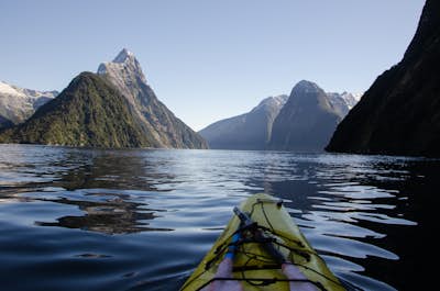 Kayak to Lady Bowen Falls in Milford Sound