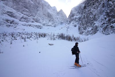 Powder ski at the foot of Jalovec