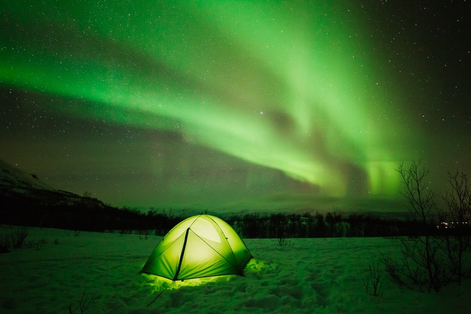 camping under the northern lights