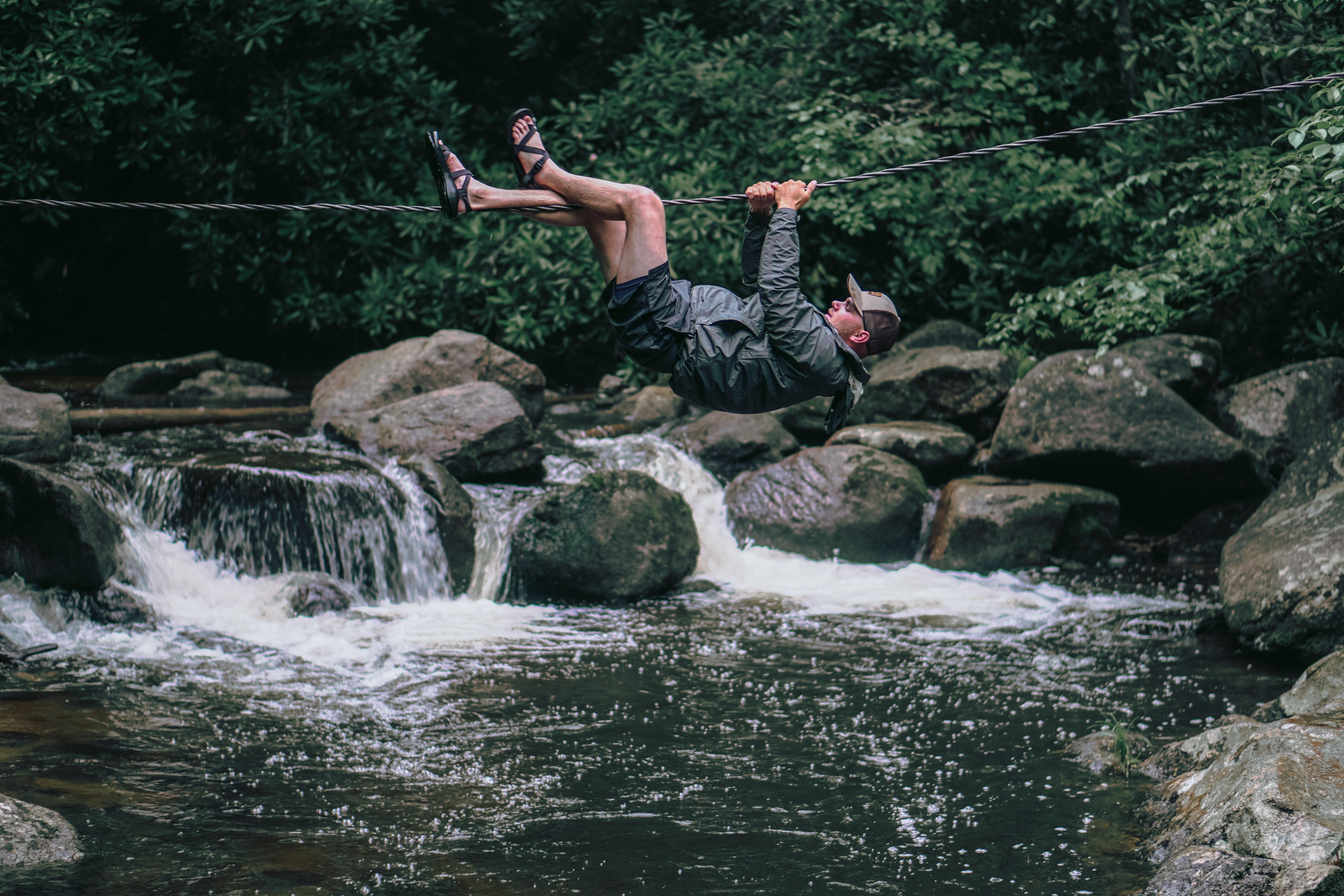 Hike and Traverse the Cables to Dennis Cove Falls