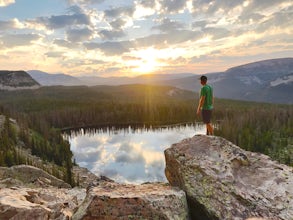 Camp at Pyramid Lake in Murdock Basin of Utah's Uinta Mountains